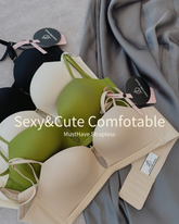 《 Poison 》半杯無痕杯 PushUp 3D立體 素面幼帶無肩帶無鋼圈 內衣套裝