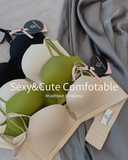 《 Poison 》半杯無痕杯 PushUp 3D立體 素面幼帶無肩帶無鋼圈 內衣套裝