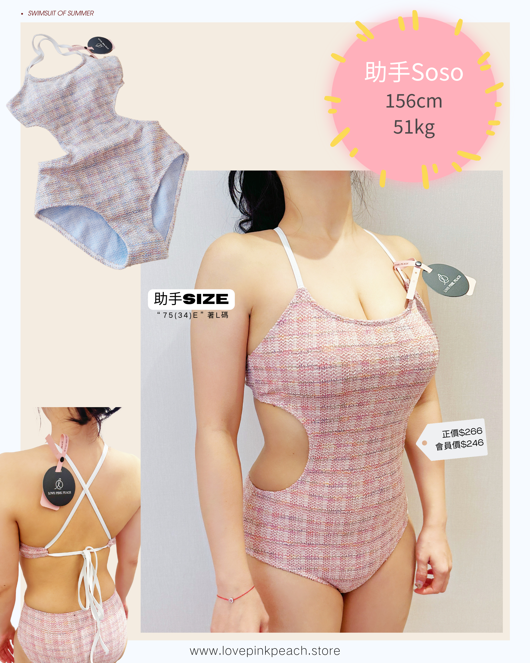 Sun Kissed 可加可拆Pad | 一件頭顯腰線泳衣